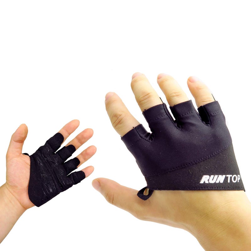 RUNTOP Workout Gloves Weight Lifting Grips with Silicon Padding Exercise Gloves Perfect for Women Men Cross Training WODS Weightlifting Bodybuilding Powerlifting Gym Fitness (Black, S) - Image 1